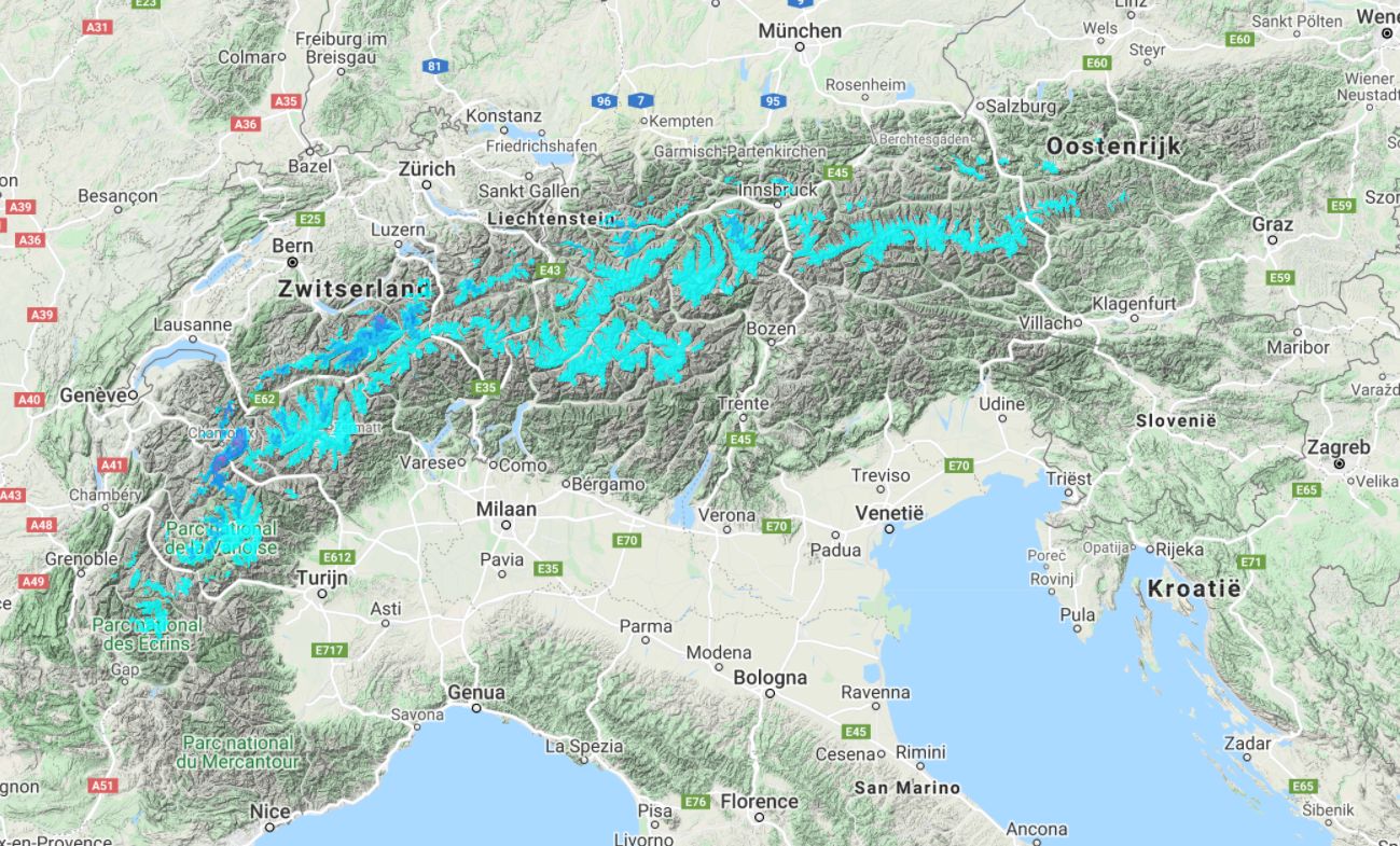 A front crosses the Alps from Sunday to Monday