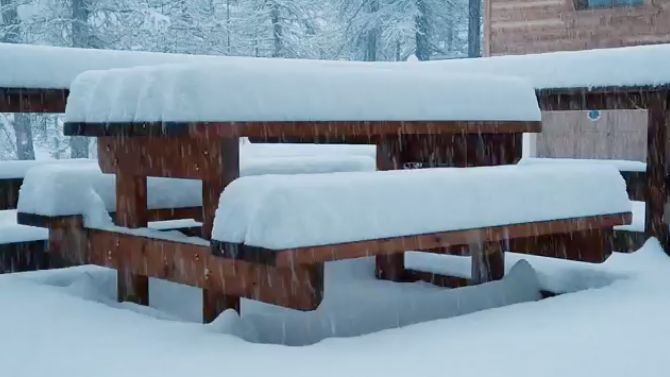 Fresh snow in the village of Vars