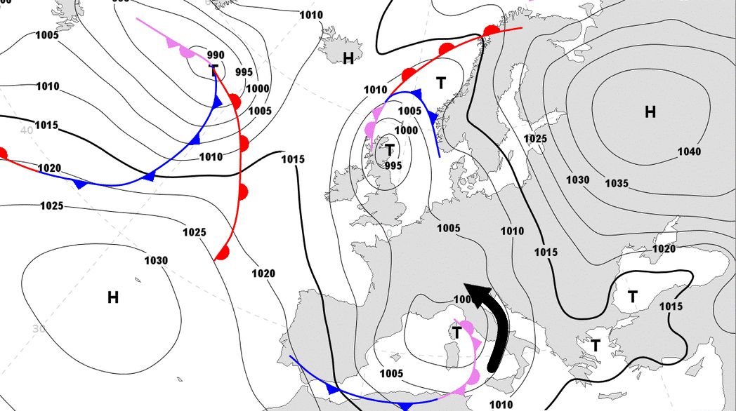 There is another depression over the Mediterranean Sea that will bring snow to the Southern Alps on Tuesday