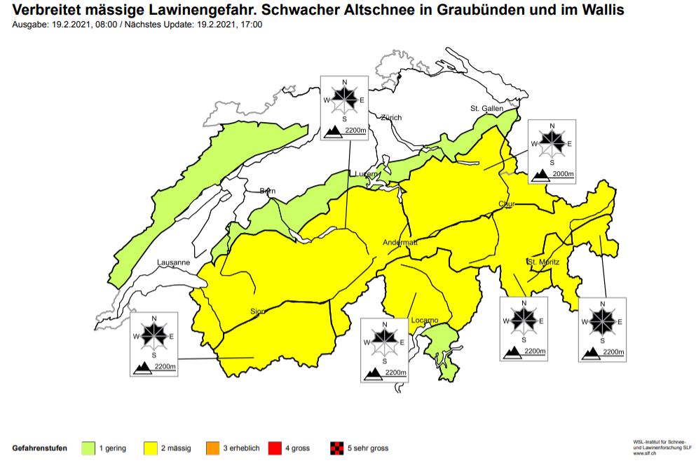 Lawinegevaar Zwitserland (slf.ch)
