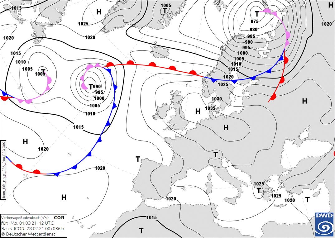 Dominant high-pressure area over Central Europe (wetter3.de, DWD)