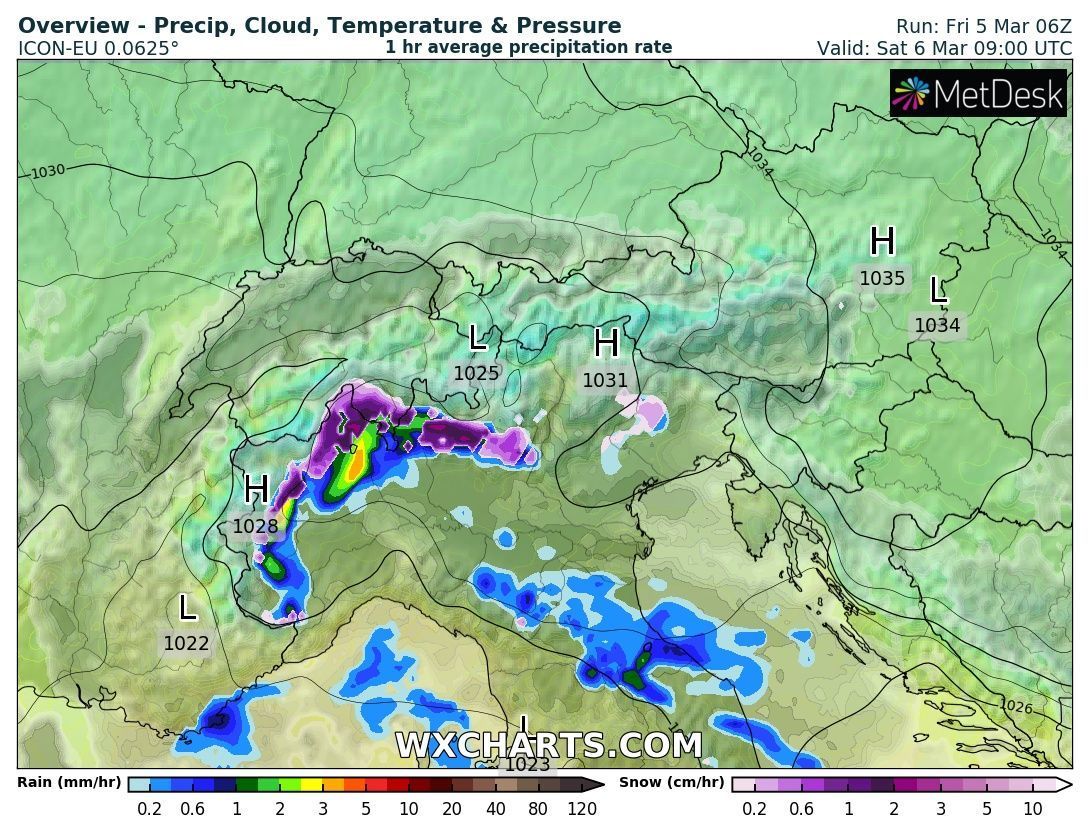Tomorrow morning still snow for Piedmont (wxcharts.com)