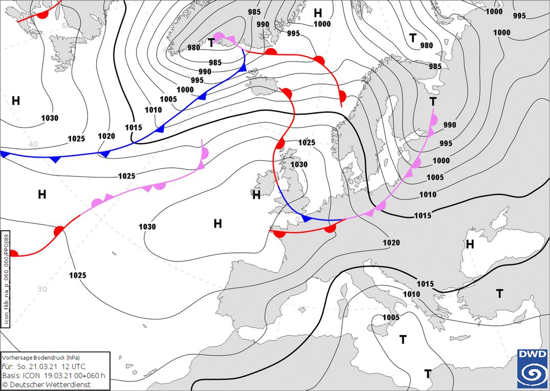 Front with some snowfall again on Sunday (wetter3.de, DWD)