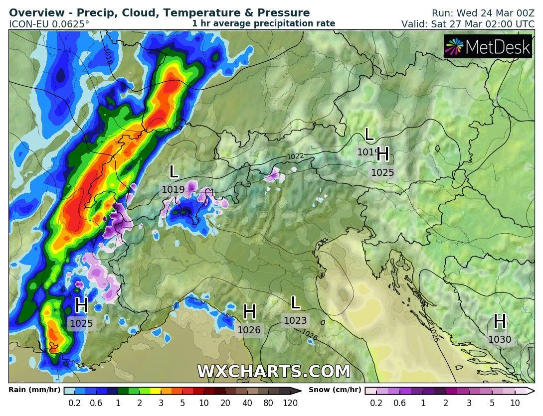 Snow from the west (wxcharts.com)