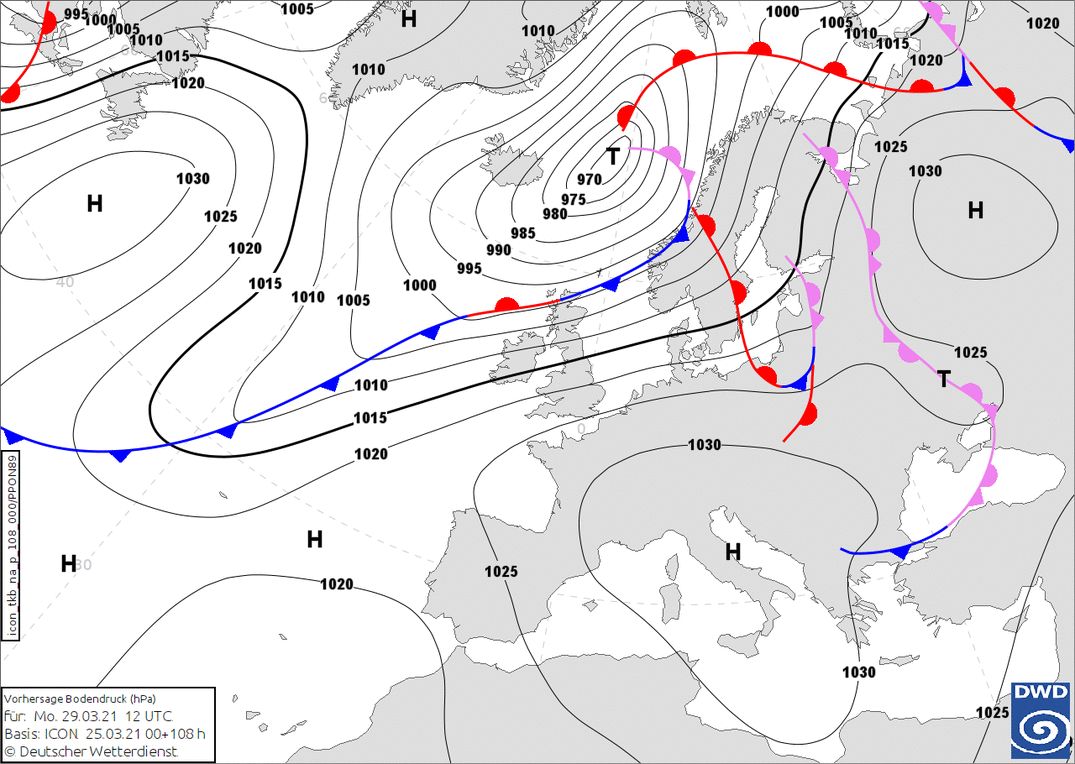 Returning high pressure is causing a significant warming from Sunday on(wetter3.de, DWD)