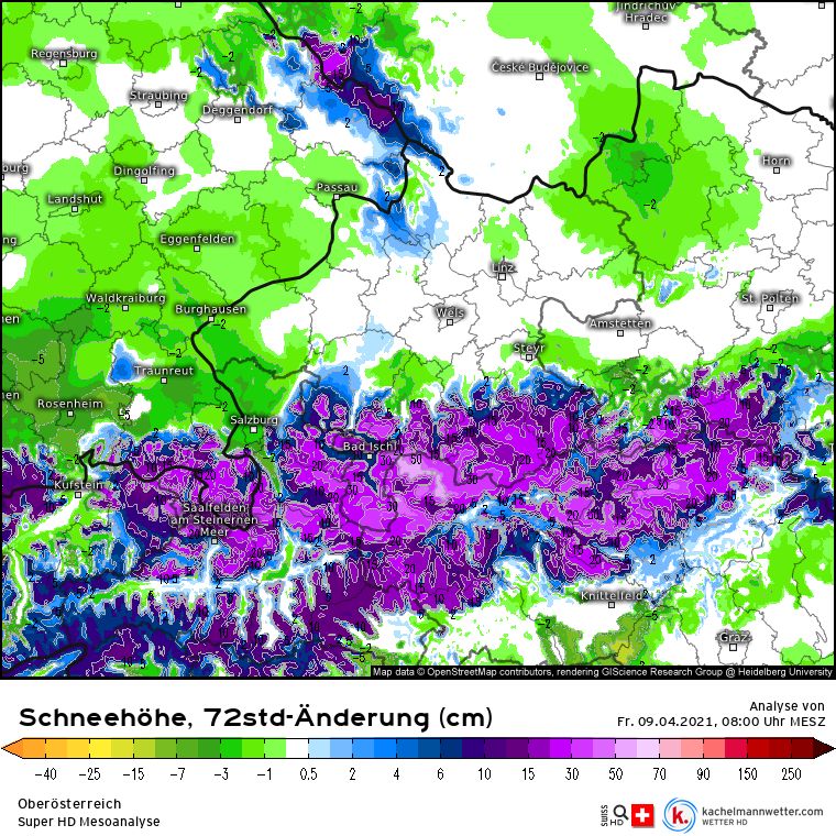 Up to 50 centimeters of snow for Austria (kachelmannwetter.com)