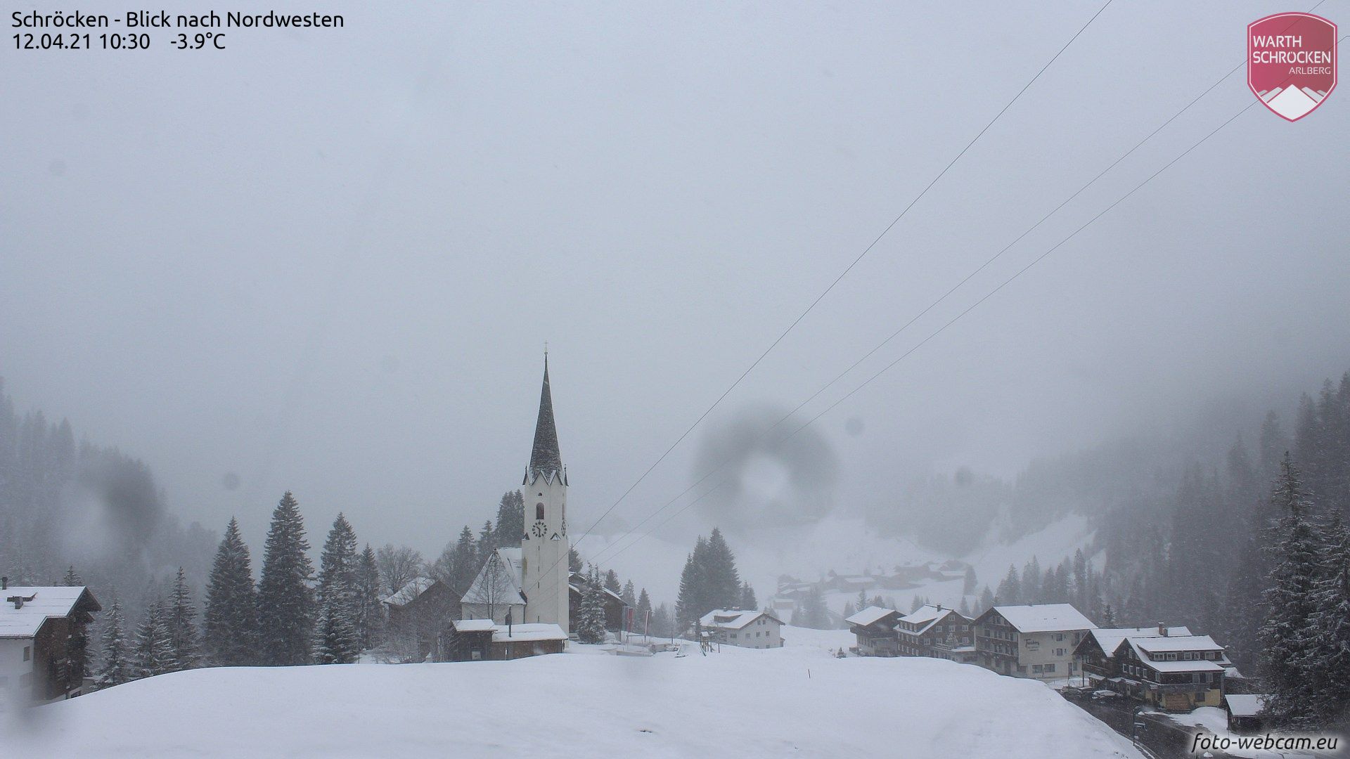 In Schröcken (Vorarlberg) wordt het inmiddels ook alweer wit (foto-webcam.eu)