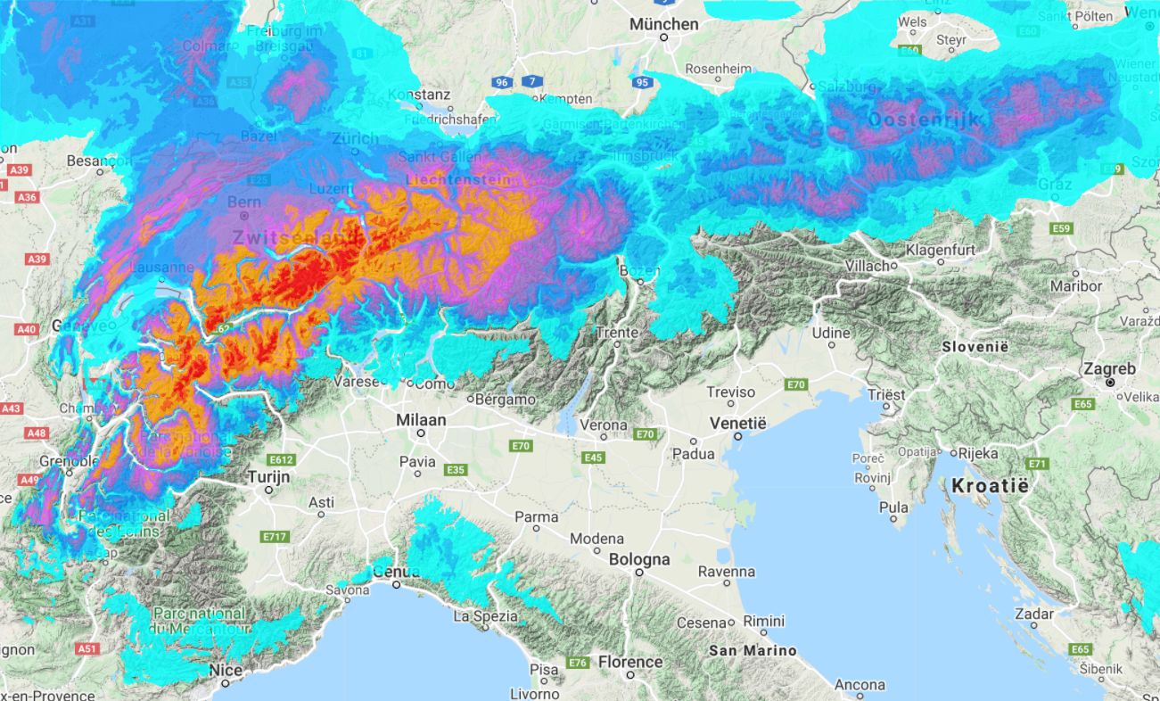 A typical snow distribution chart for a Nordweststau (January 2021)