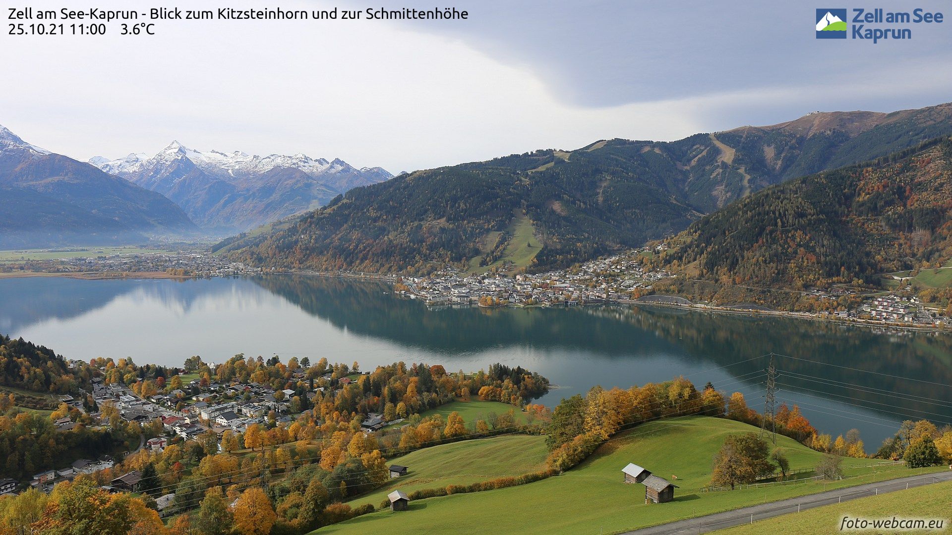 Volop herfst in de Alpen, zoals hier in Zell am See (foto-webcam.eu)