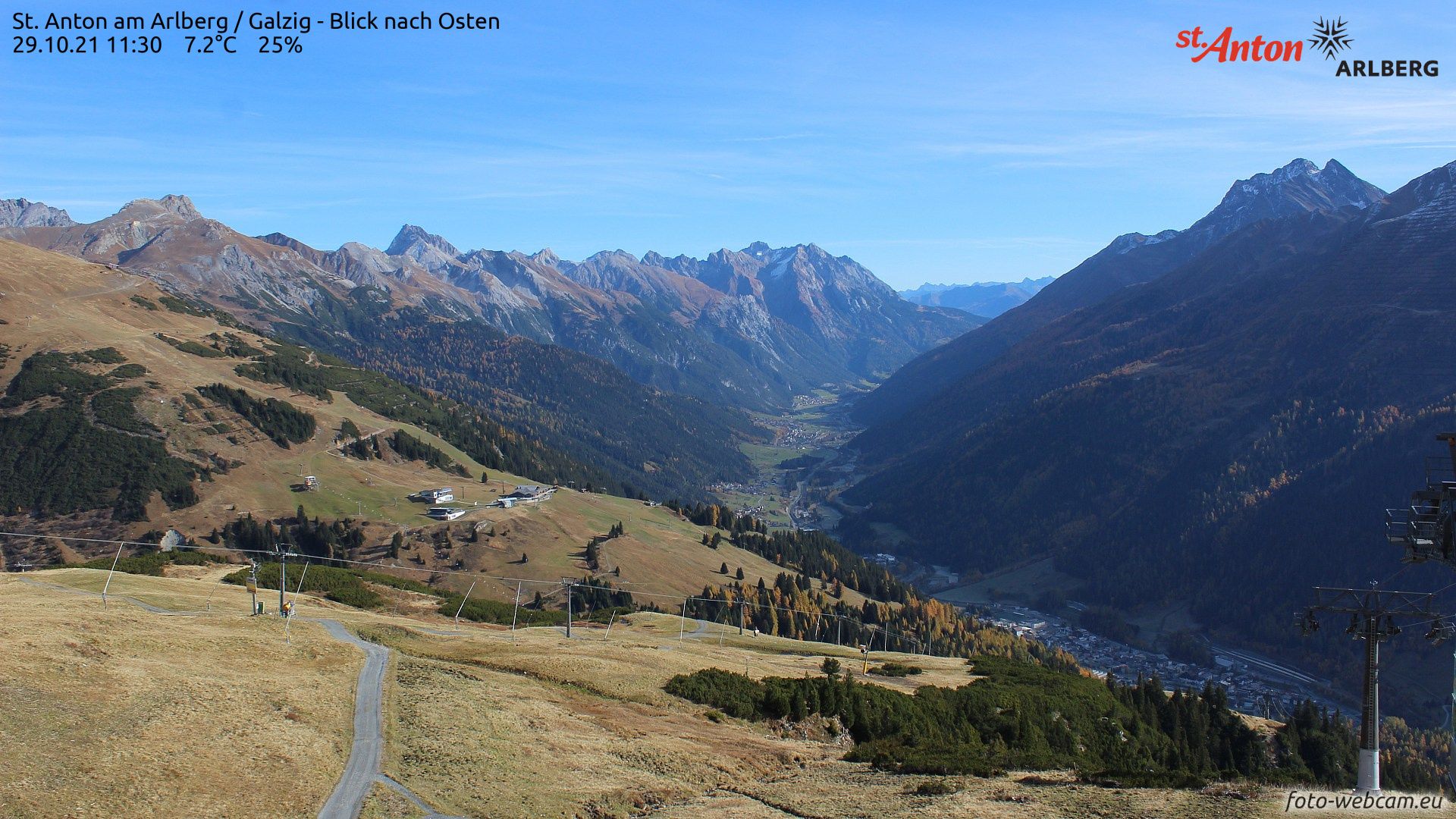 Warm and fairly sunny autumn conditions in Sankt Anton this weekend (foto-webcam.eu)