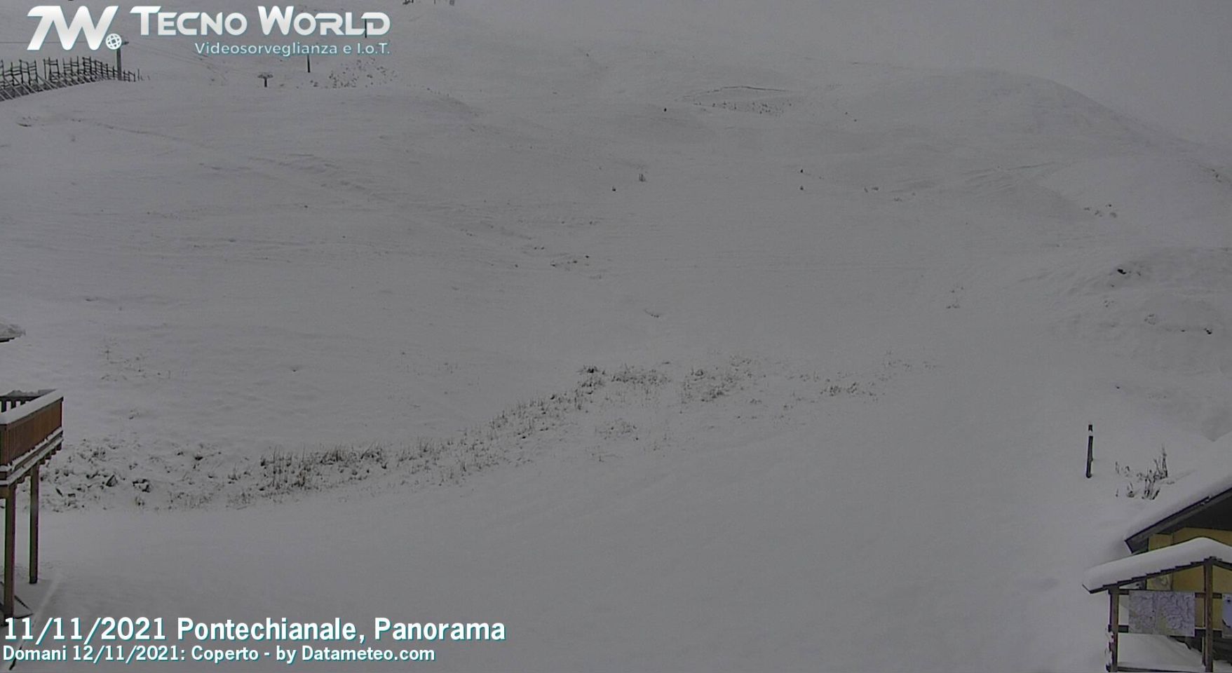 Een mooie laag verse sneeuw in Pontechianale gisterochtend