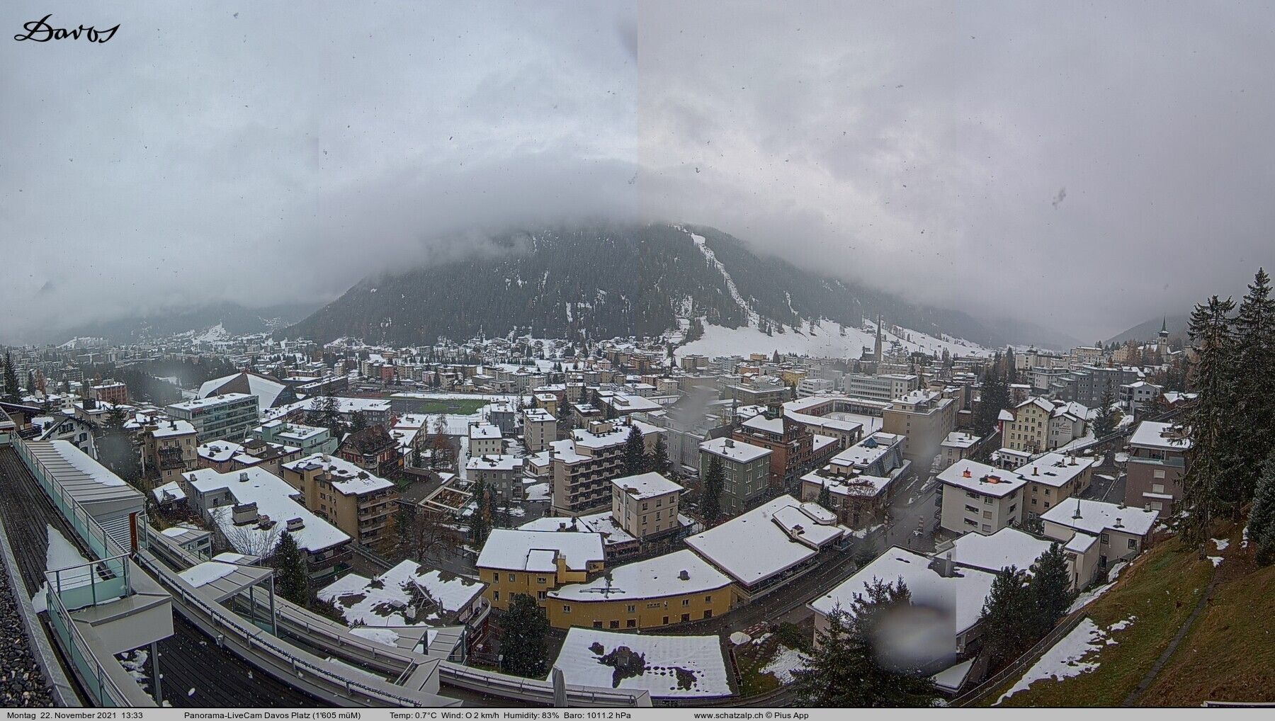 Lichte sneeuwval in Davos (schatzalp.ch)