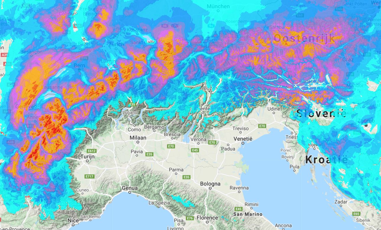 Snowfall during the next 6 days