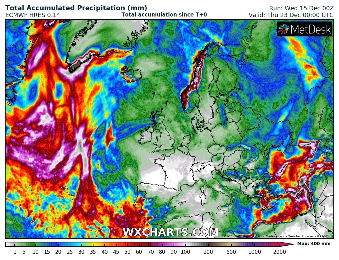 ECMWF total accumulation of precipitation until next Thursday (wxcharts.com)