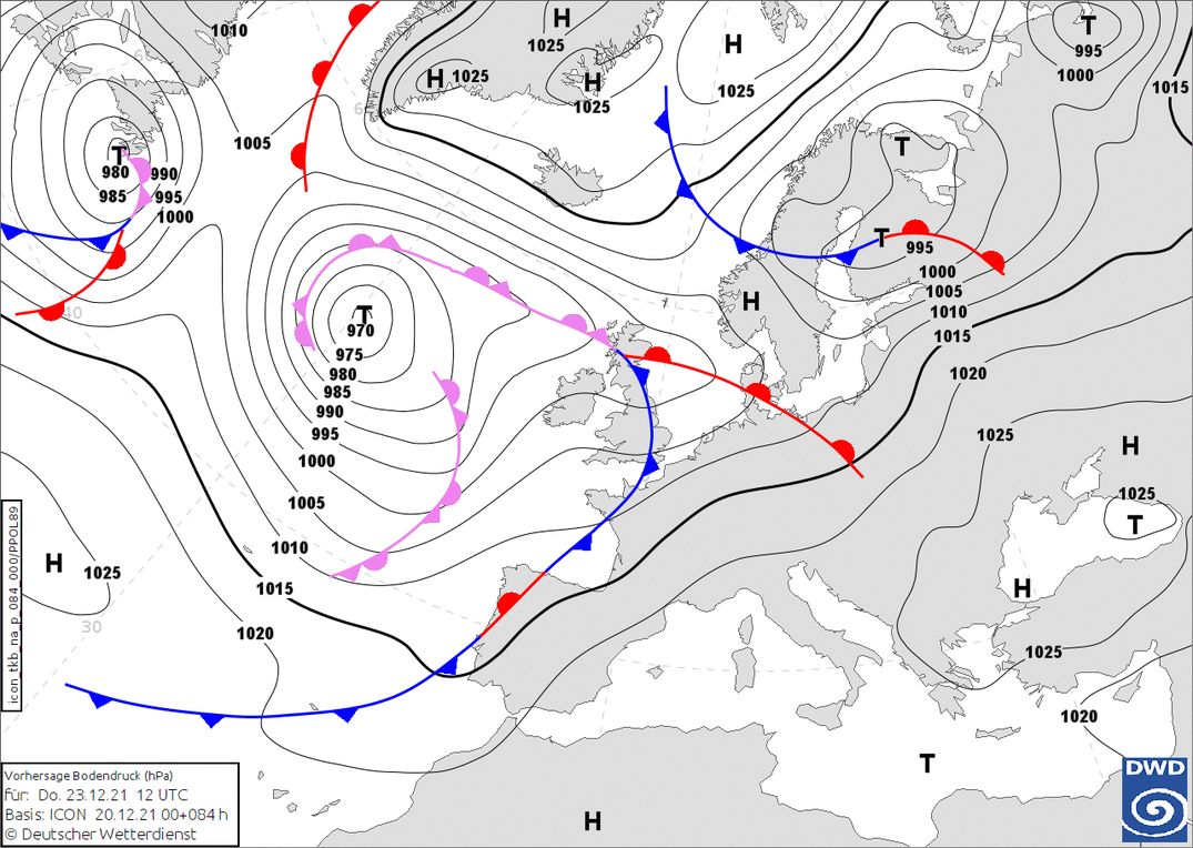 (South)westerly flow from Thursday (wetter3.de, DWD)