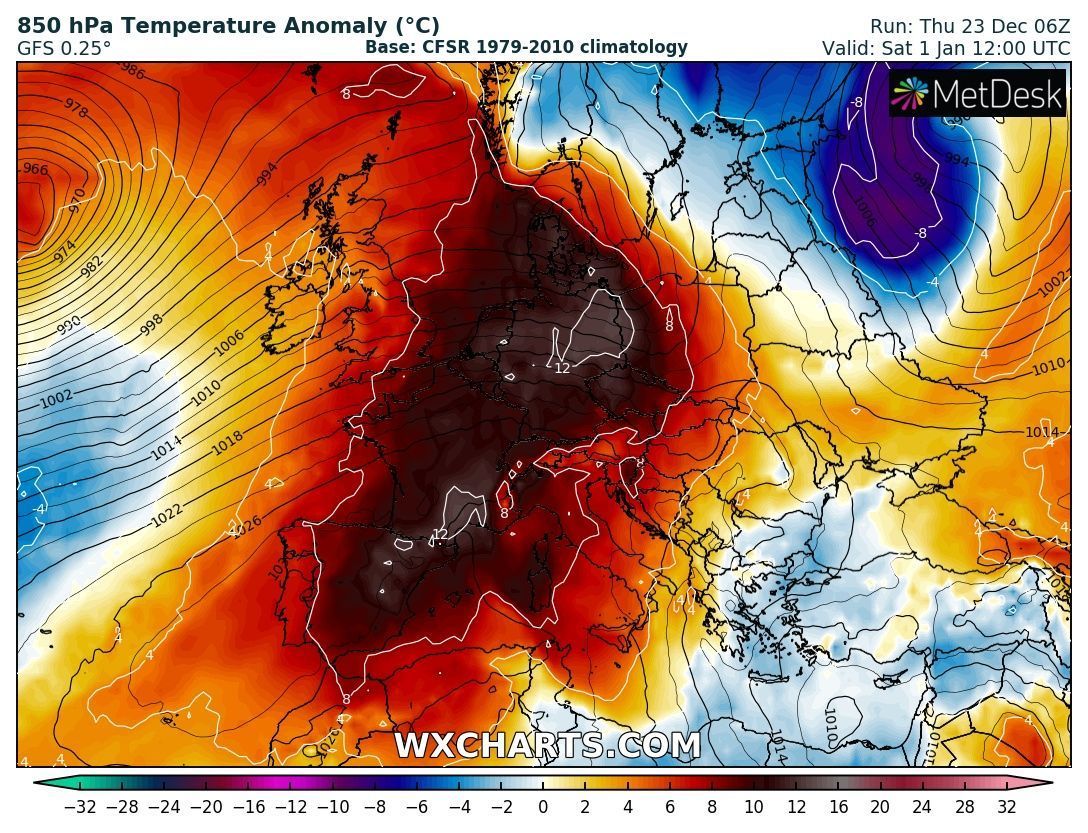 Temperature anomaly at an altitude of 1500 metres (wxcharts.com)