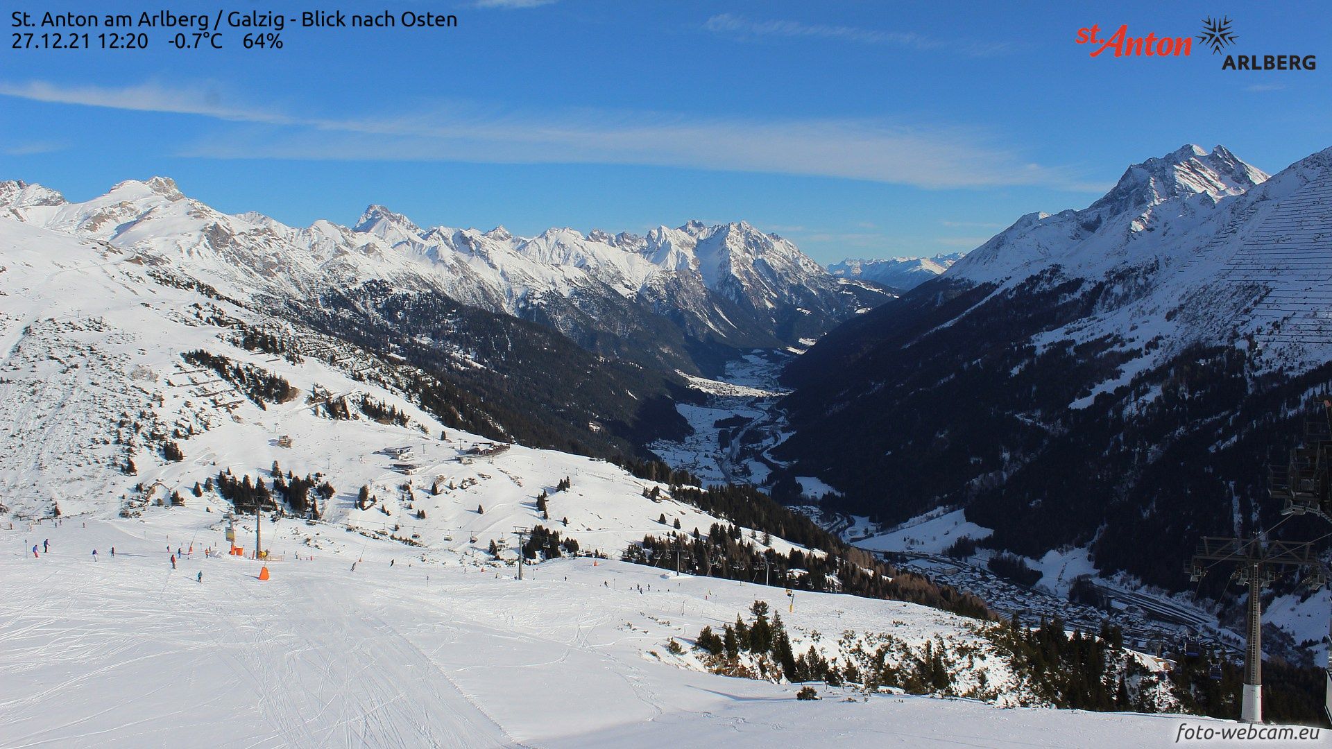 Still calm and sunny in Sankt Anton, but also here it will rain later this week (foto-webcam.eu)
