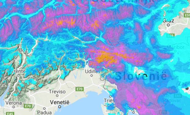 Our weather model calculates snow amounts of up to 70 centimetres Our weather model calculates snow amounts of up to 70 centimetres