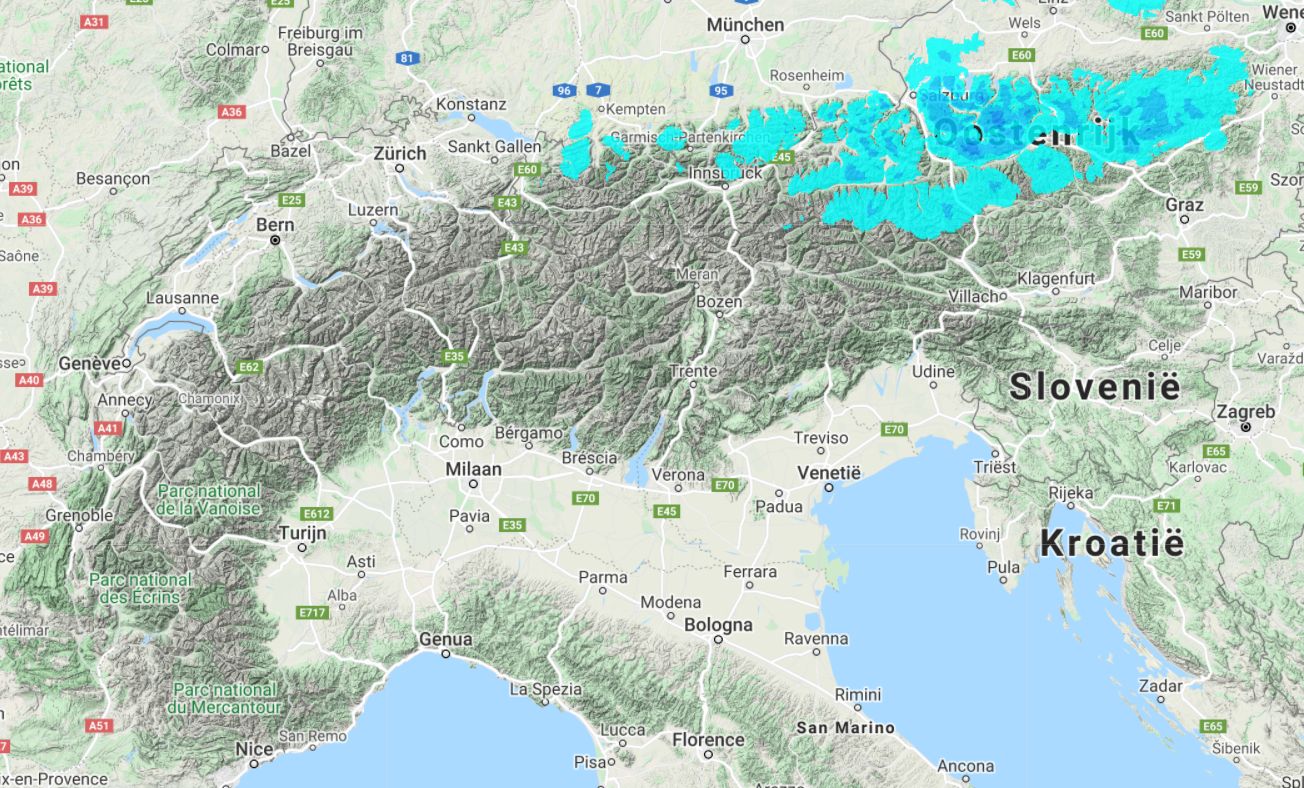 Sneeuwv voor Oostenrijk op maandag