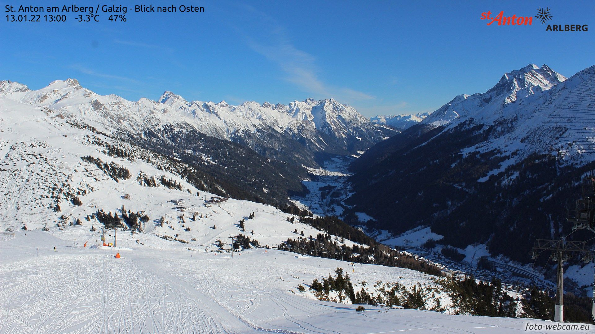 Zonnige en droge condities in de Alpen (foto-webcam.eu)