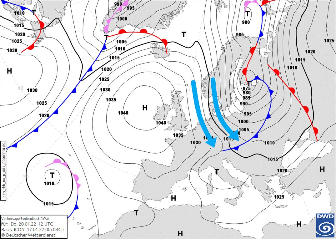Another northerly flow will give a Nordstau (wetter3.de, DWD)