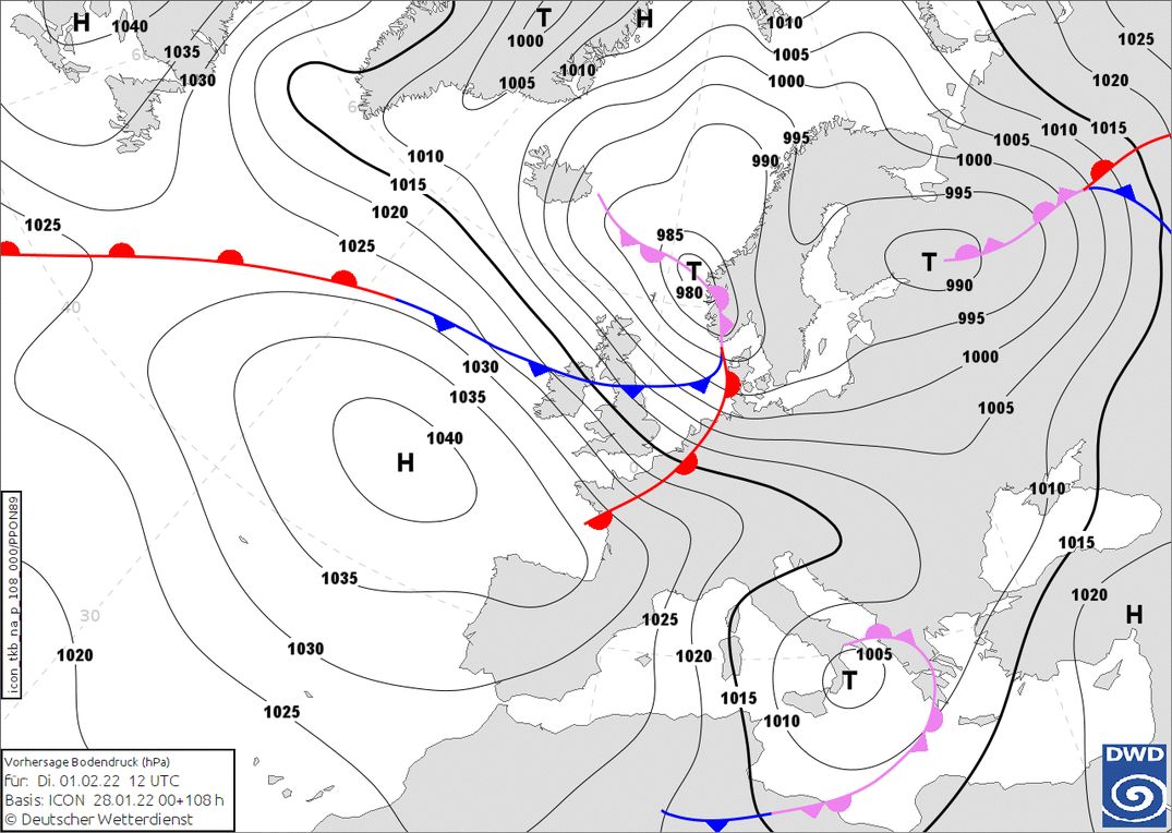 New frontal system on Tuesday (wetter3.de, DWD)