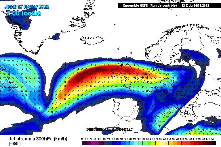 Strong jet stream (meteociel.fr)