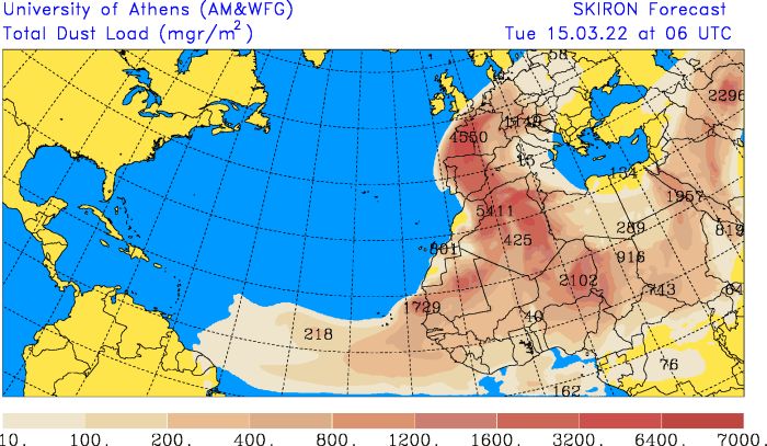 Saharazand in de Alpen begin volgende week? (forecast.uoa.gr)