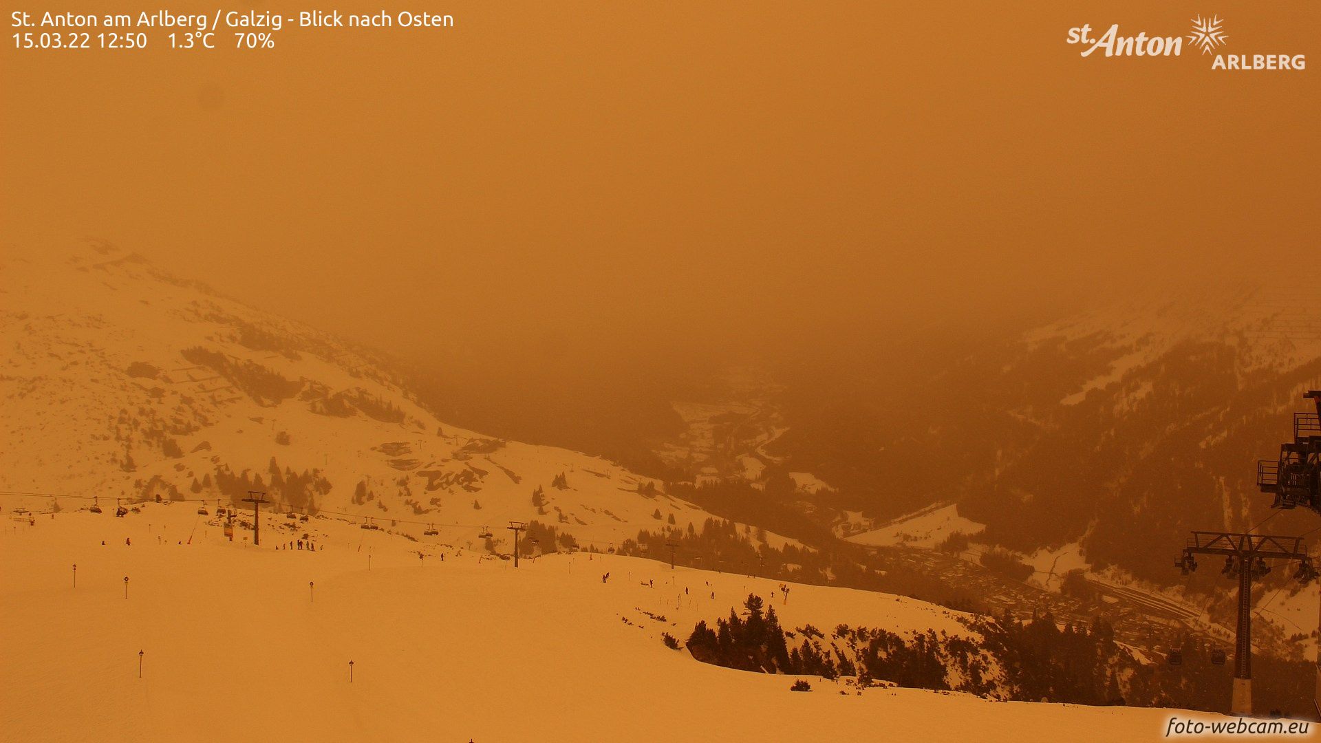 Desert conditions yesterday in Sankt Anton (foto-webcam.eu)