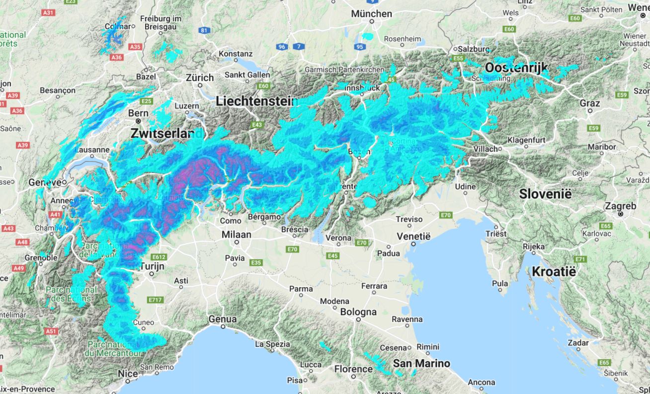 Some snow in Piedmont and the southern edge of the Alps