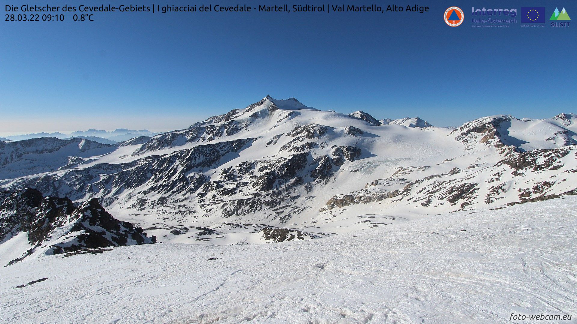 Een laatste zonovergoten dag vandaag in de Alpen (foto-webcam.eu)