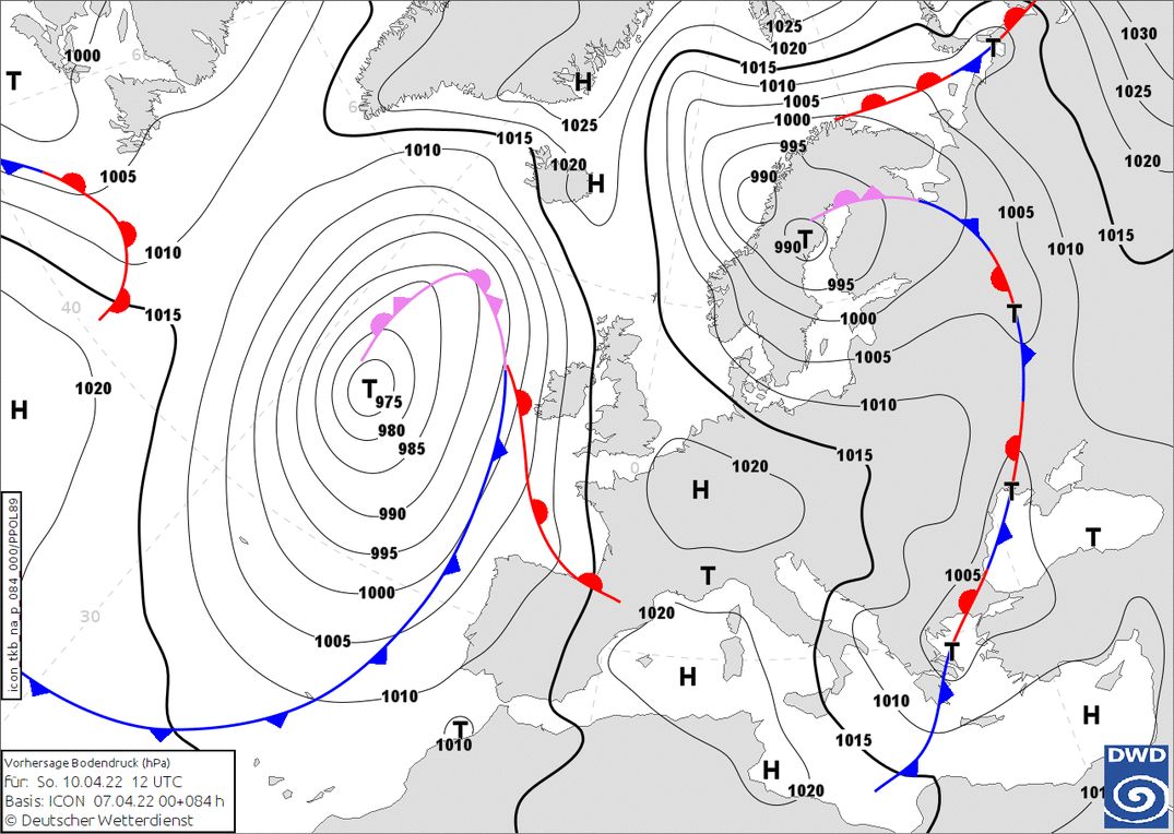 High pressure influence on Sunday (wetter3.de, DWD)