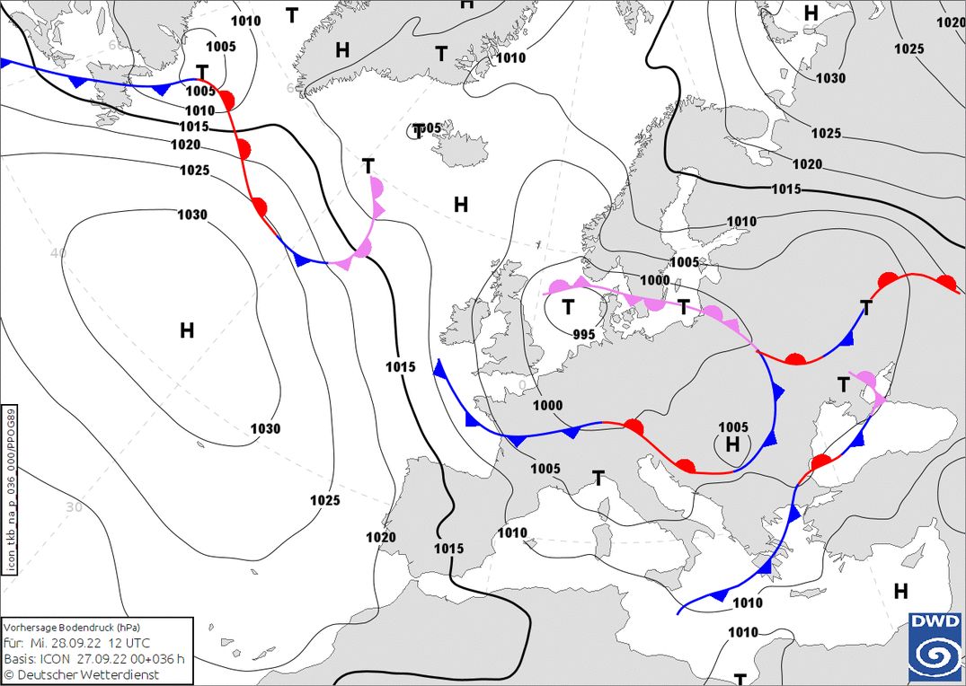 Nieuwe neerslag onderweg voor morgen in de Noordwestalpen (wetter3.de, DWD)