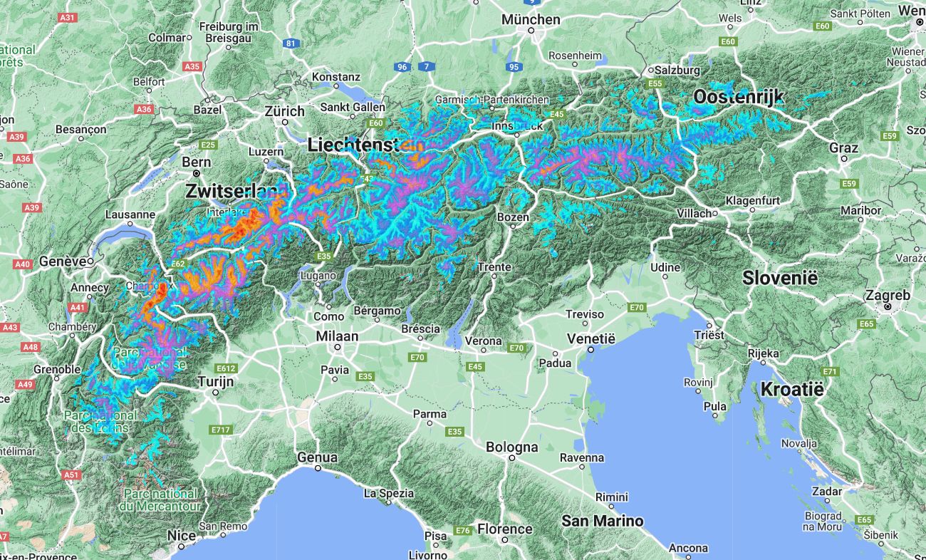 A lot of snow for the north-western Alps!