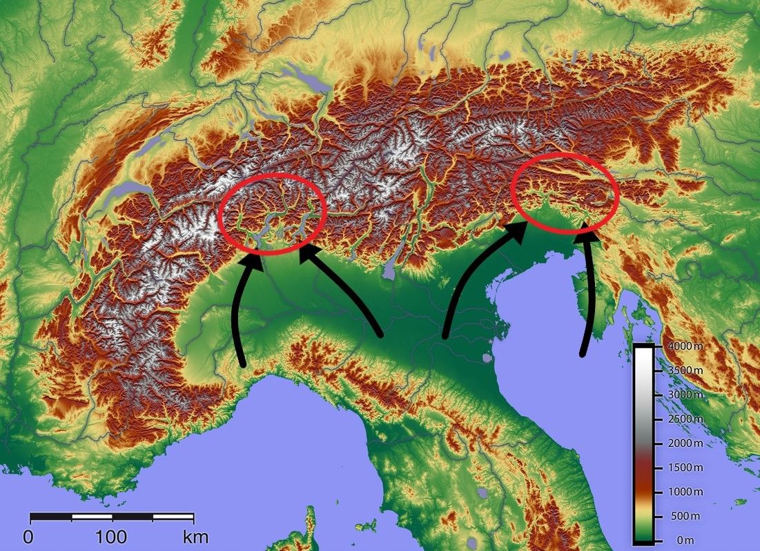 Convergence zones in the southern Alps Convergence zones in the southern Alps