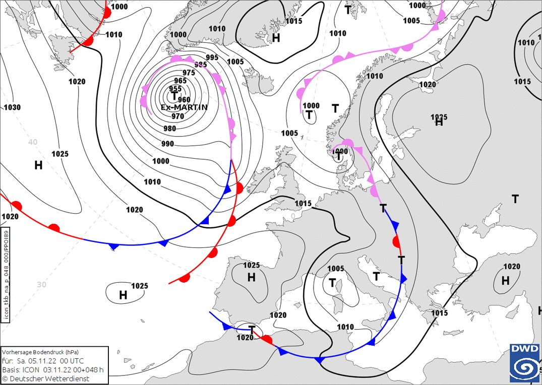 High pressure expands over the Alps on Saturday (wetter3.de, DWD)