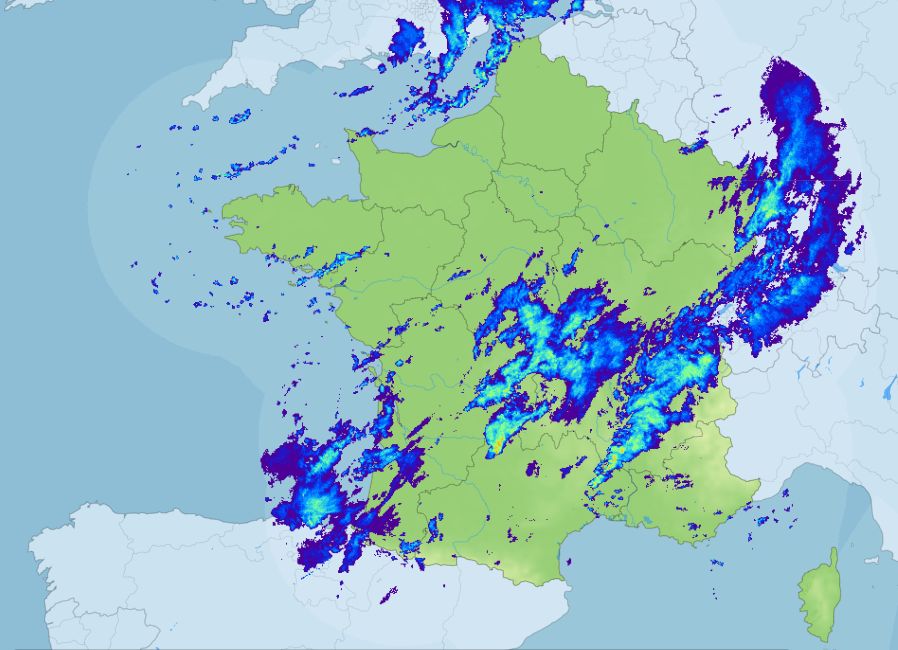 Radarbeeld van deze ochtend (Météo-France)