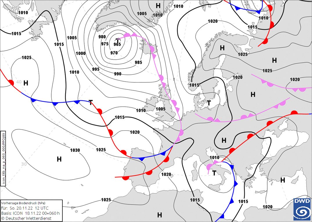 Some more snow from the northwest on Sunday (wetter3.de, DWD)