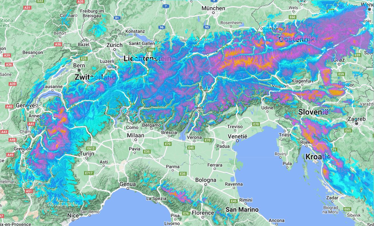 Beautiful colours on our snow map, but is that really gonna happen?