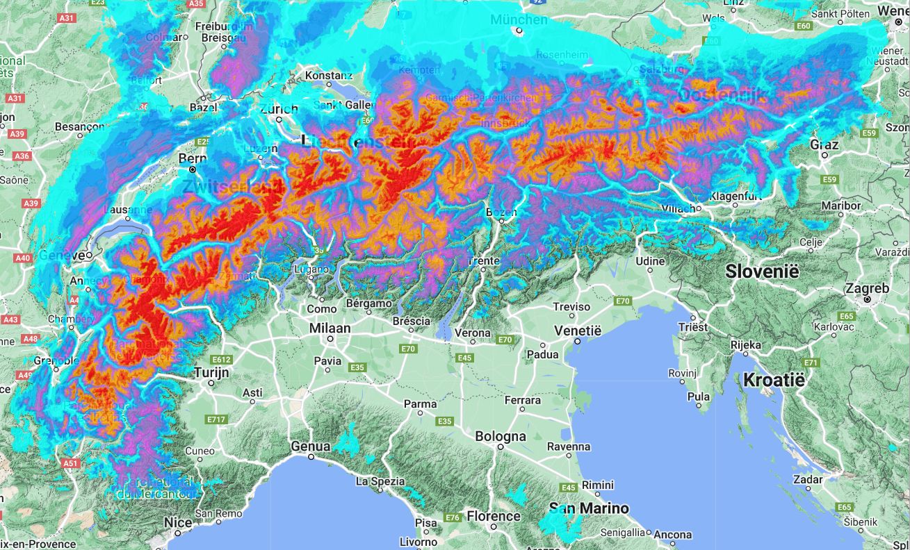 Our model shows next week's potential well (snowfall until the end of next week)