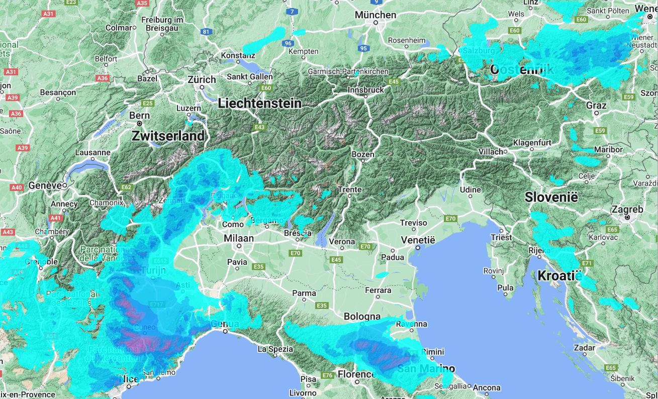 Wat sneeuw in Piemonte en mogelijk een laagje voor Oostenrijk in het weekend