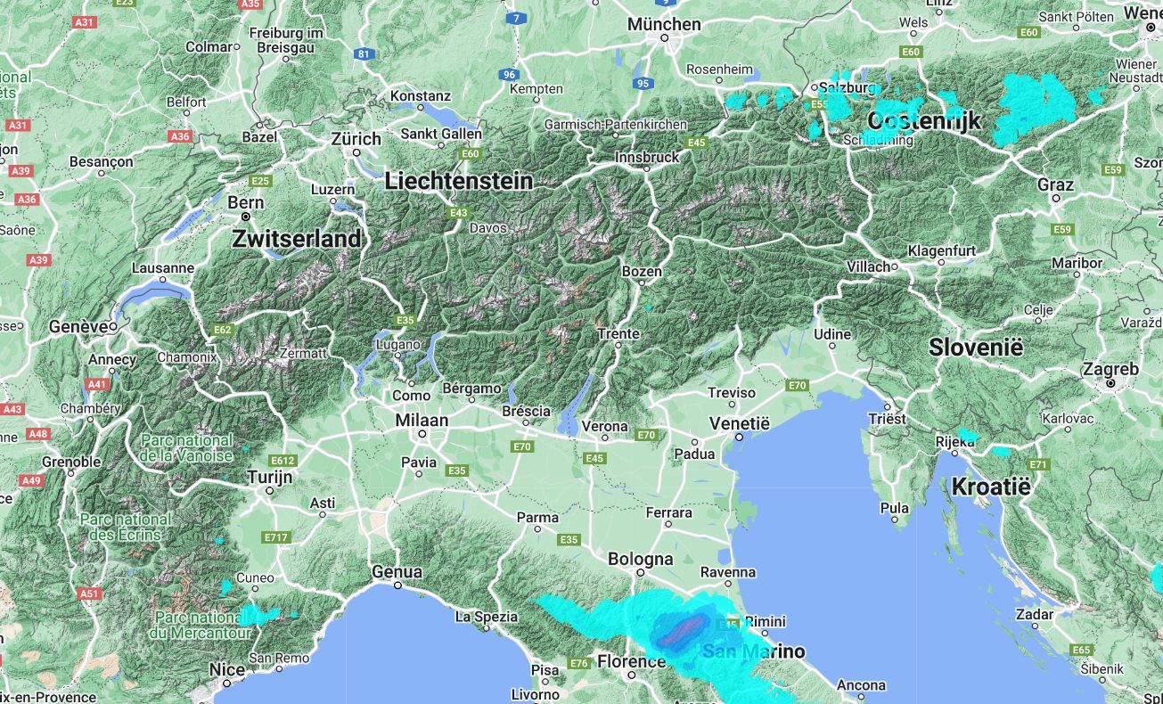 Vrijwel geen sneeuwval in de Alpen de komende week