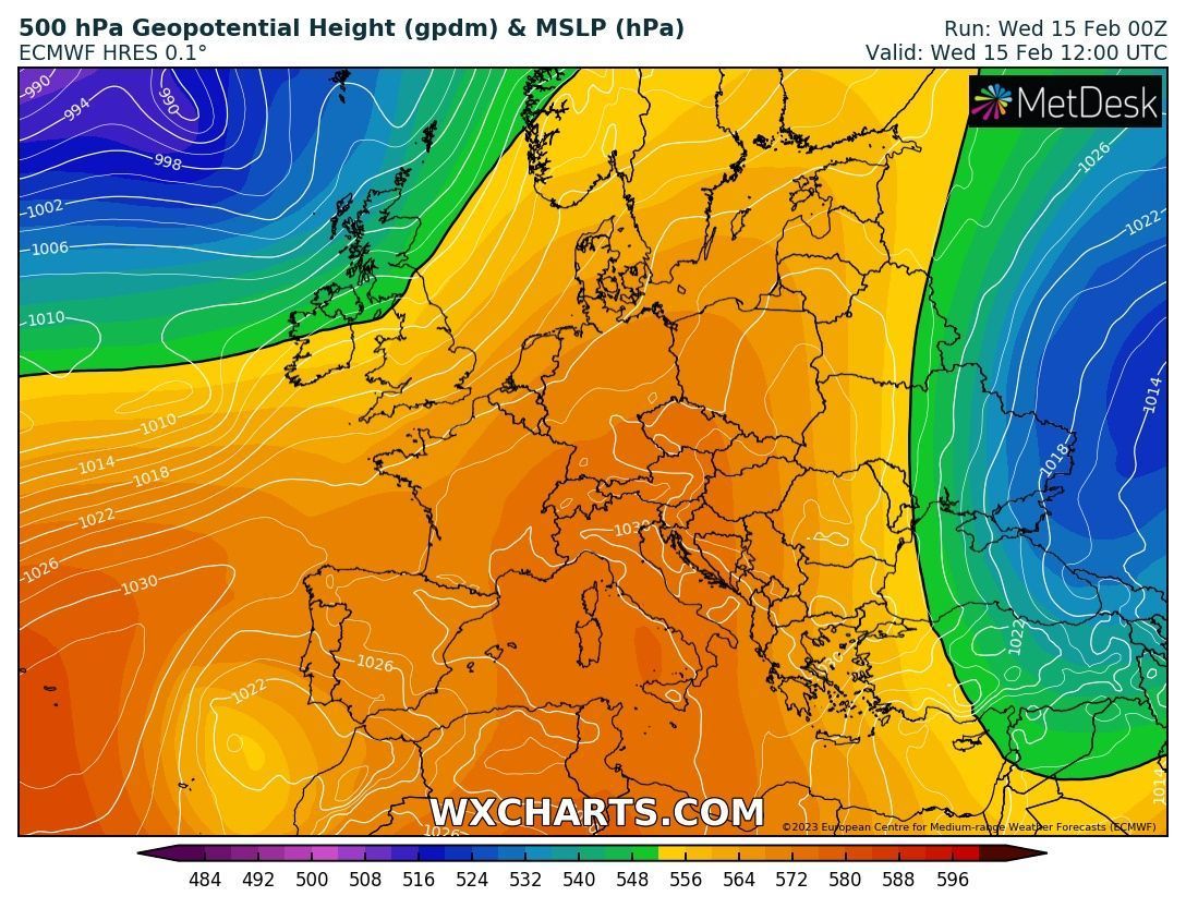 High pressure over the Alps (wxcharts.com)
