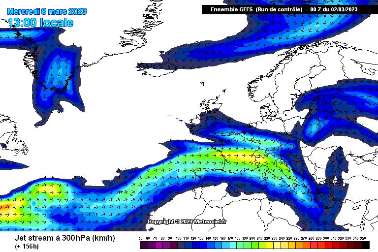 With a jet stream focused on the western Alps (meteociel.fr)