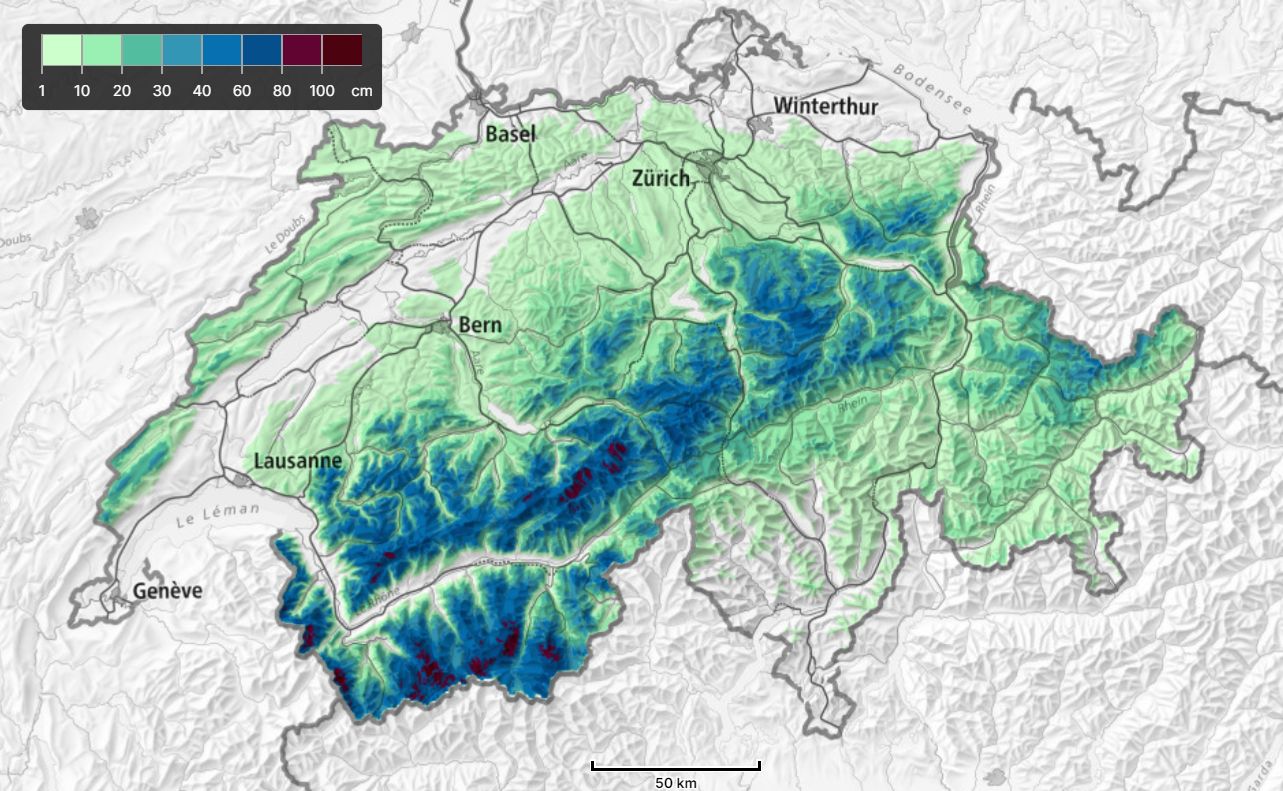 Up to a metre of snow during the last days (slf.ch)