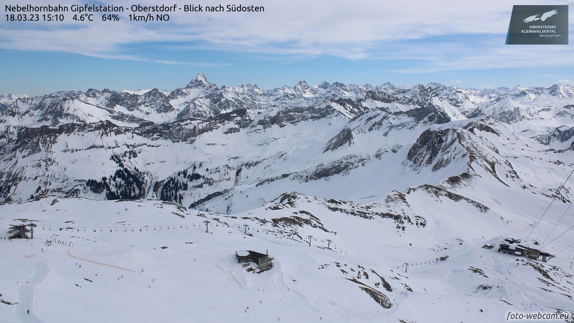 Increasing high clouds from the west today (Oberstdorf, foto-webcam.eu)