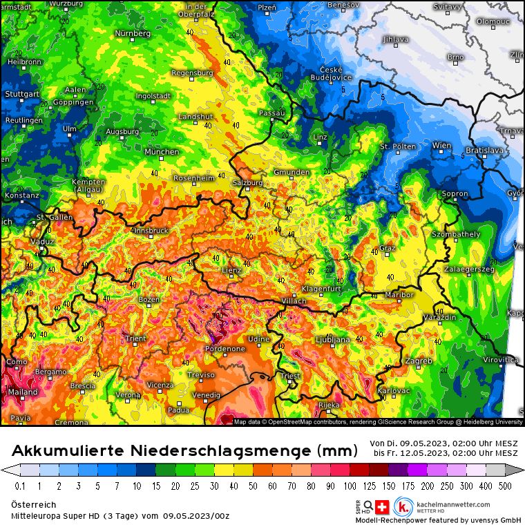 Precipitation amounts until Friday morning (kachelmannwetter.com)